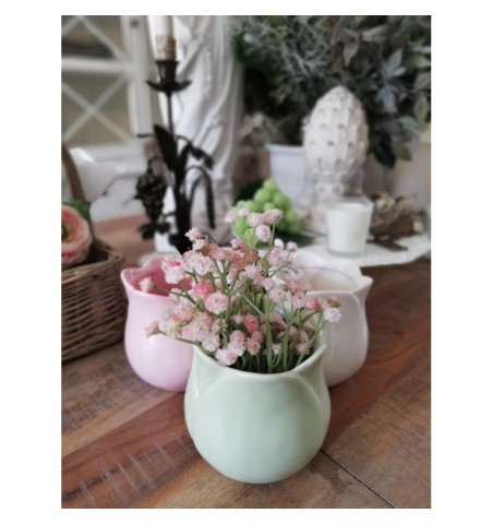Lille mintgrøn tulipanformet potteskjuler/vase H: 11 cm.  - 1