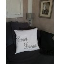 Hvidt pudebetræk Sweet dreams 50x50 cm. (Uden fyld)