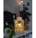 Antikcreme LED-lanterne H: 16 cm. (2 kirke og tårn) pr. stk.