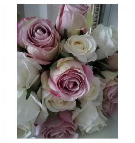 Kunstig hvid rose L: 50 cm. pr. stk.  - 2