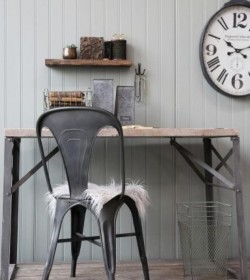 Skrivebord med rå plade og jernstel L: 120 cm.  - 1